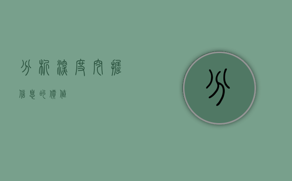 分析，深度挖掘信息的价值