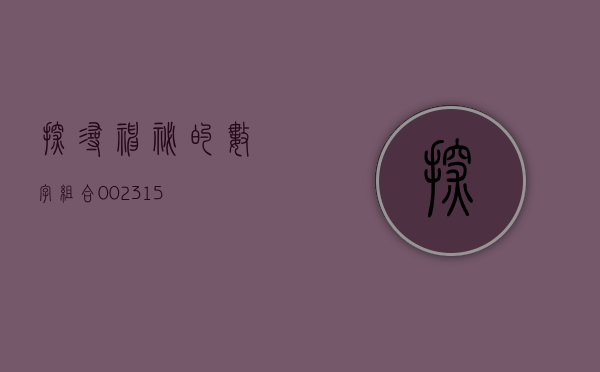 探寻神秘的数字组合—002304