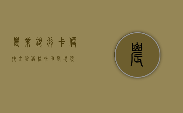 农业银行卡，便捷金融服务在田间地头