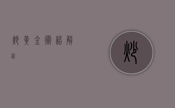 炒黄金术语解析