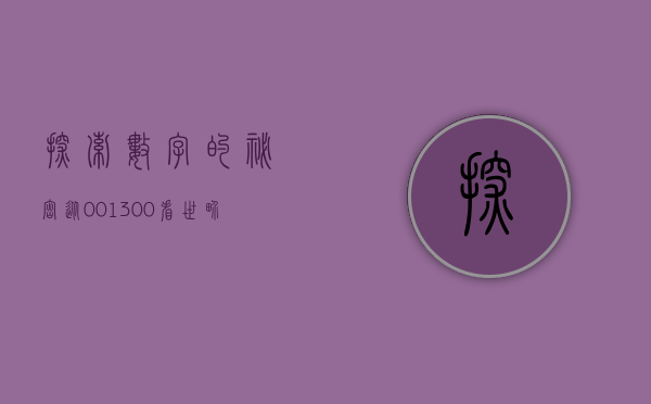 探索数字的秘密，从001300看世界