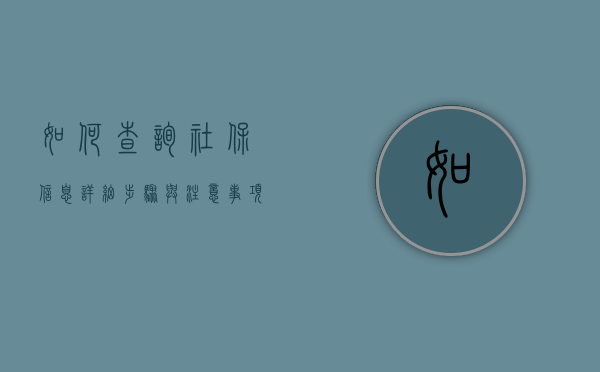 如何查询社保信息，详细步骤与注意事项