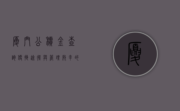 厦门公积金查询，便捷途径与管理效率的提升