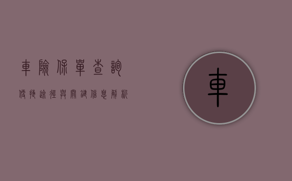 车险保单查询，便捷途径与关键信息解析
