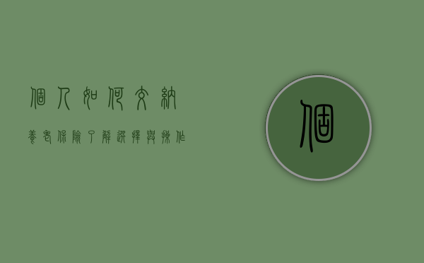 个人如何交纳养老保险，了解、选择与操作