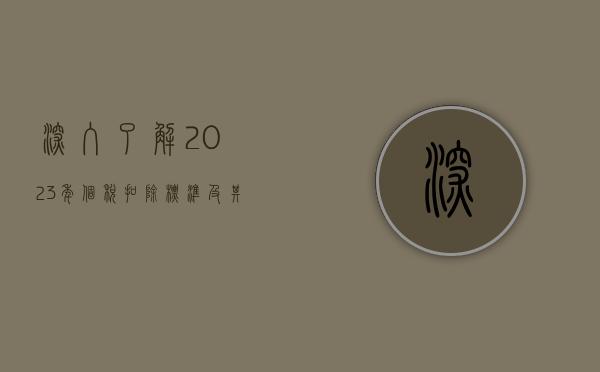深入了解2023年个税扣除标准及其影响