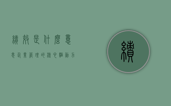 绩效是什么意思—企业管理的核心驱动力