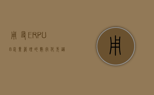 用友ERP-U8，企业管理的数字化先锋