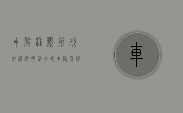 车险种类解析，如何选择适合的车险保障