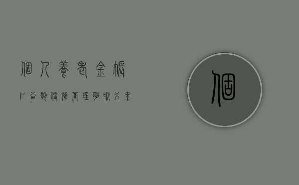 个人养老金账户查询，便捷管理，明晰未来财务规划