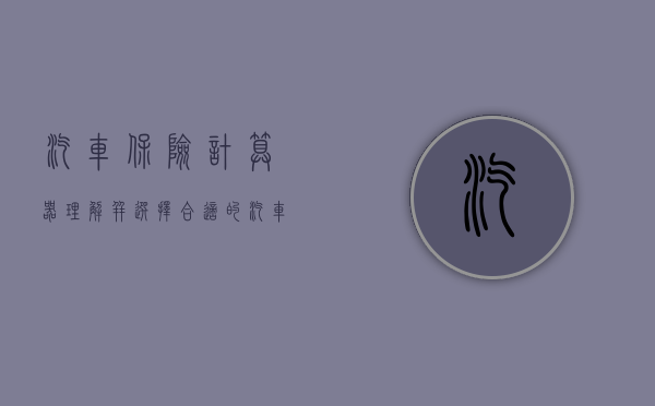 汽车保险计算器，理解并选择合适的汽车保险