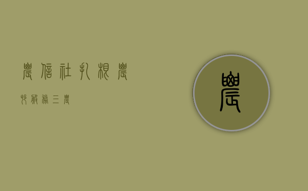 农信社，扎根农村，服务三农