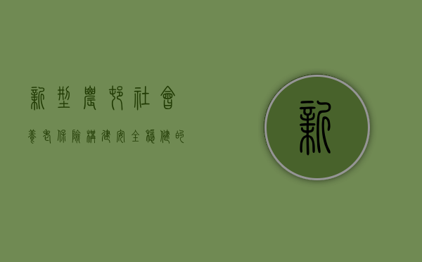 新型农村社会养老保险，构建安全稳健的社会保障网