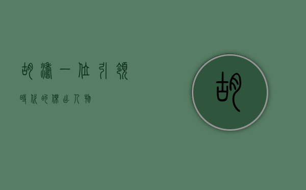胡涛，一位引领时代的杰出人物