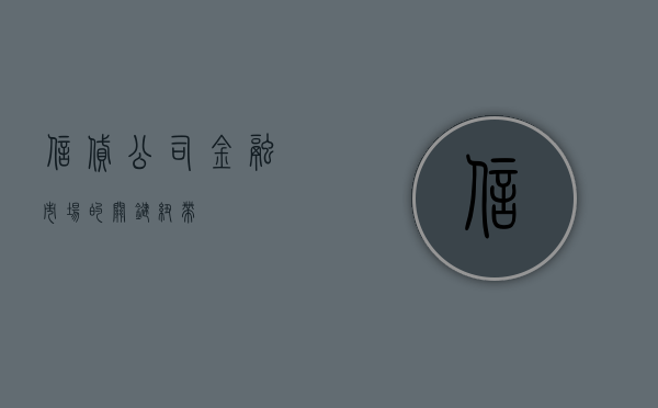 信贷公司，金融市场的关键纽带