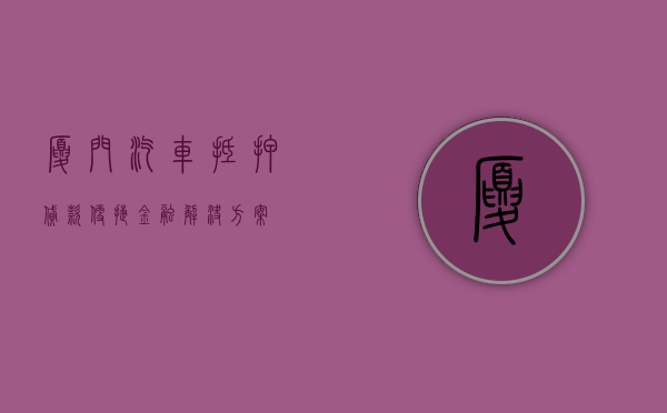 厦门汽车抵押贷款，便捷金融解决方案