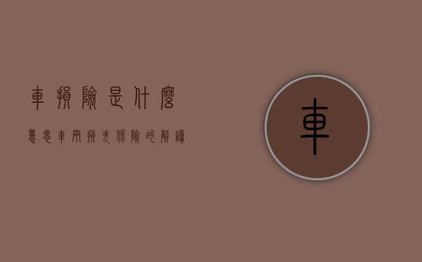 车损险是什么意思—车辆损失保险的解读