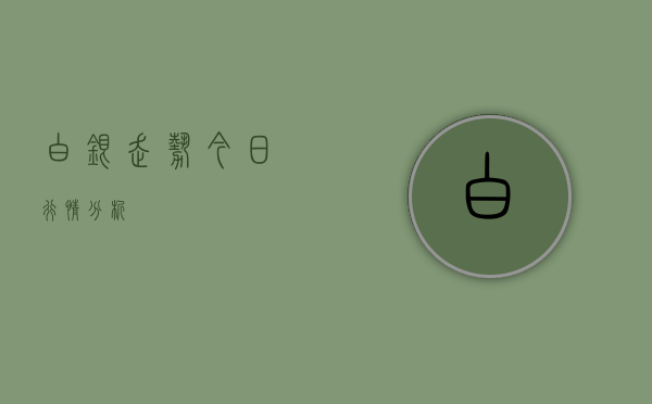 白银走势今日行情分析
