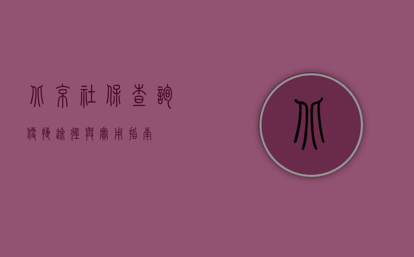 北京社保查询，便捷途径与实用指南