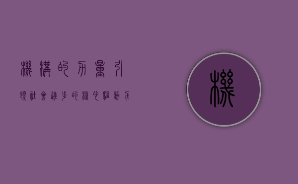 机构的力量，引领社会进步的核心驱动力