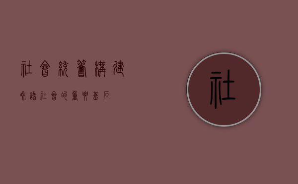 社会统筹，构建和谐社会的重要基石