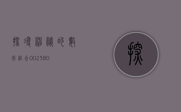 探寻神秘的数字组合，002344