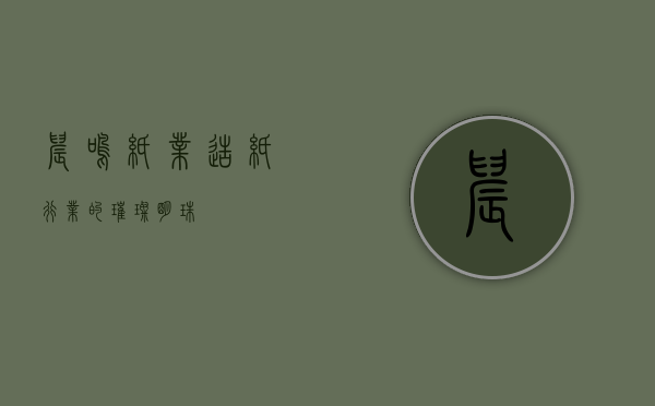 晨鸣纸业，造纸行业的璀璨明珠