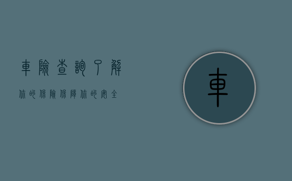 车险查询，了解你的保险，保障你的安全