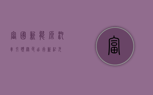 富国新能源汽车，引领绿色出行新纪元