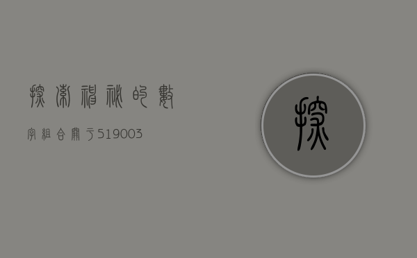 探索神秘的数字组合，关于519003的故事