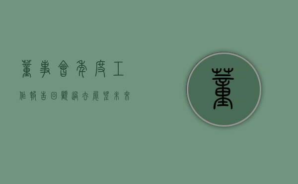 董事会年度工作报告,回顾过去,展望未来