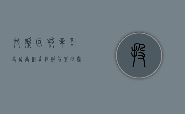 投资回报率计算指南，洞悉投资效益的关键步骤