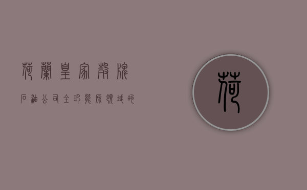 荷兰皇家壳牌石油公司，全球能源领域的卓越先锋
