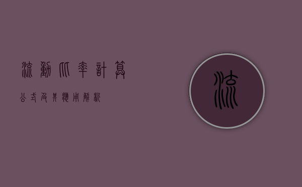 流动比率计算公式及其应用解析