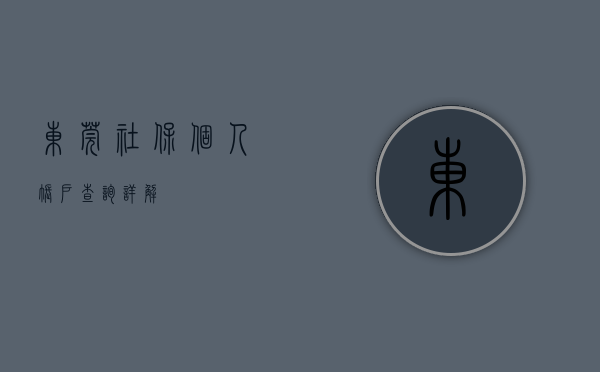 东莞社保个人账户查询详解
