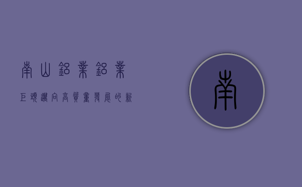 南山铝业,铝业巨头迈向高质量发展的新征程