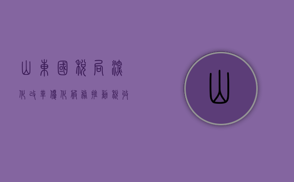 山东国税局，深化改革，优化服务，推动税收事业新发展