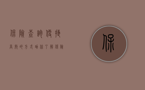 保险查询，便捷、高效的方式助你了解保险信息