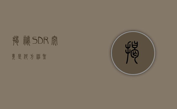 揭秘SDR，究竟是何方神圣？