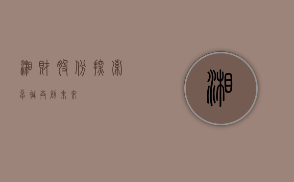 湘财股份，探索卓越，共创未来