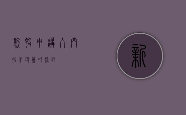 新股申购，入门指南与策略探讨
