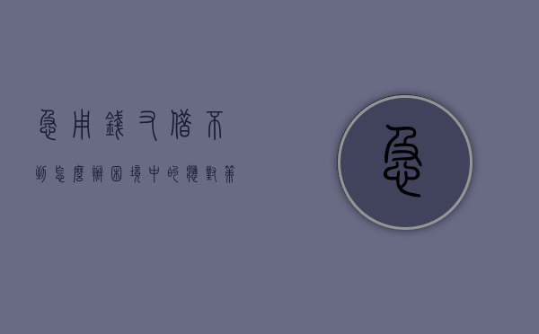 急用钱又借不到怎么办，困境中的应对策略