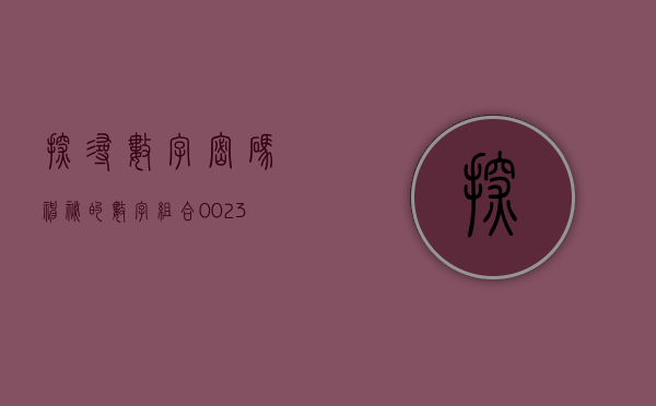 探寻数字密码，神秘的数字组合000156