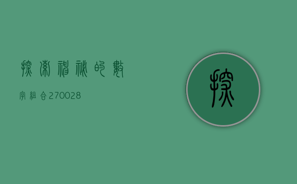 探索神秘的数字组合，270028