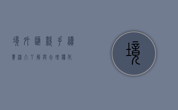 境外汇款手续费，深入了解与合理优化