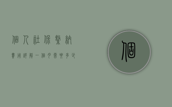 个人社保缴纳费用详解，一个月需要多少钱？