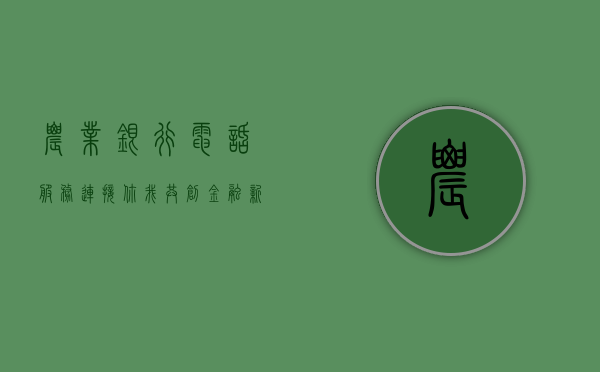 农业银行电话服务，连接你我，共创金融新篇章