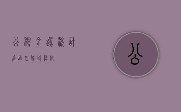 公积金还款计算器，理解与应用