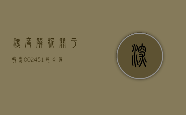 深度解析，关于股票002451的全面解读