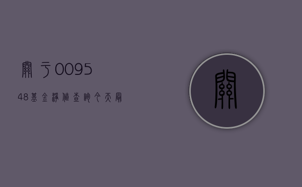 关于009548基金净值查询的最新资讯，今日净值一览